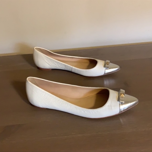 Kate Spade White and Silver Toned Leather Flats - Women’s Size 6.5 - Picture 5 of 9